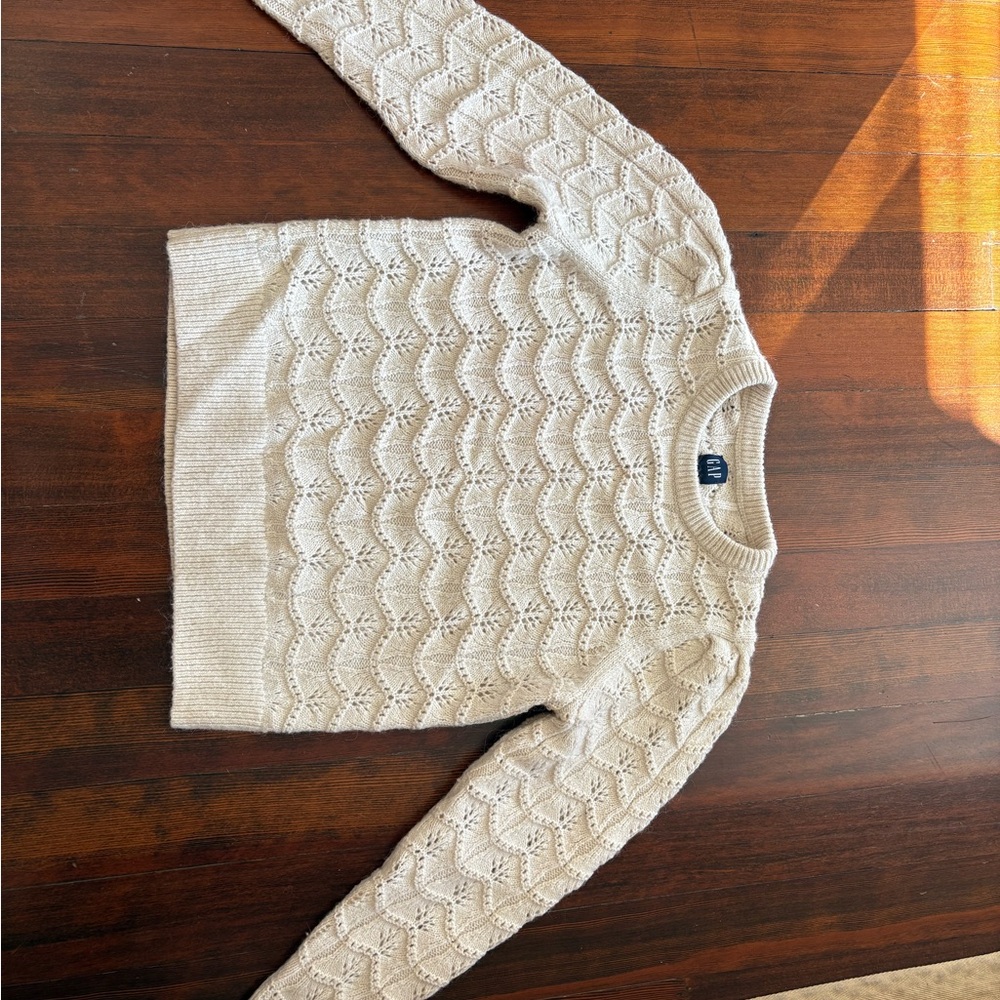 Gap Cream Chunky Crewneck Sweater Cotton/Wool Blend